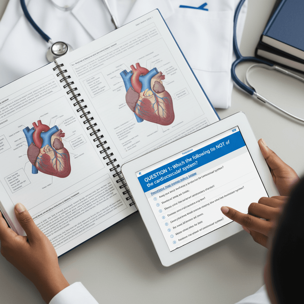 Nurse practitioner student studying a medical textbook with highlighted passages